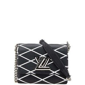 Louis Vuitton Epi Twist Chain Shoulder Bag Noir Black White Leather